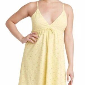 Women Girls Wild Fable Yellow Lemon Eyelet Mini Casual Short Dress size Medium M